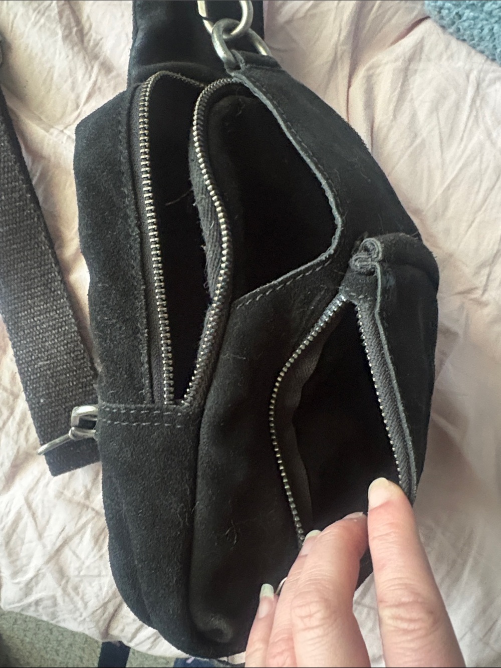 Free People Hudson Suede Sling Bag in Black - Picture 9 of 11